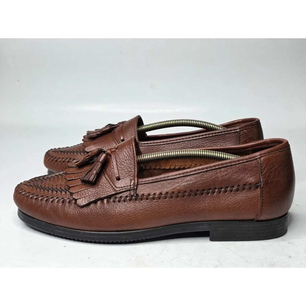 Dexter Shoes Men's Loafers Size‎ 9.5 M Brown Leather Tassel Kiltie Shoes USA VTG